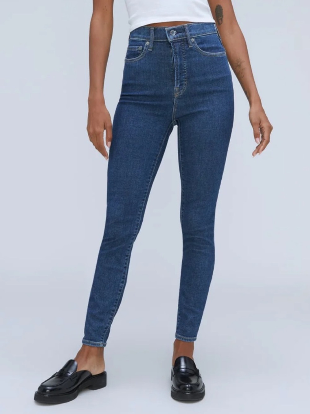 Everlane Way High Skinny Jeans in Dark Blue